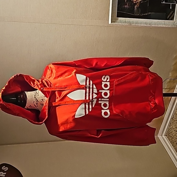adidas Tops - Adidas red hoodie...size small....polyester.